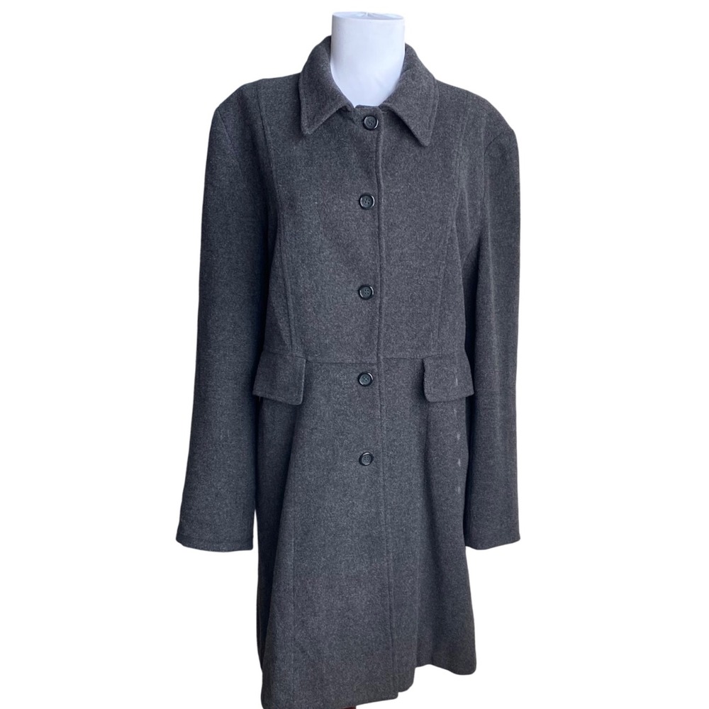 ZARA Wool Cashmere Winter Overcoat Pea Coat Size 10 Gray Preppy Academia Classic - Picture 2 of 12